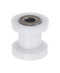 Heavy Duty Nylon Chain Roller Pulley Tensioner Groove Guide Wheel Slider For Mini Motorcycle Dirt Bike Atv Go Kart White. Durable nylon with steel bearings.