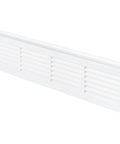 Two Sided White Door Air Vent Cover For Interior Doors 18 Inch By 5 Inch Universal Grille showcasing white plastic louvered design