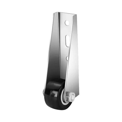 Silent Ball Bearing Garden Gate Rollers With Anti Sag Bar And Scratch Resistant Base For Heavy Wood Doors Smooth Operator Design showing a single metal roller bracket with a black wheel.