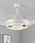 Ultimate 42 Inch LED Ceiling Fan With Bright Light And Simple Remote Control mounted on the ceiling in a modern room.