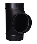 Six Inch Black Matte Clean Out Tee 24 Gauge Exhaust Vent Fitting Directs Exhaust Upward For Rear Outlet Stoves Durable Black Metal Piping