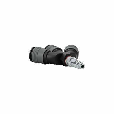 3 Way Air Manifold with Lightweight Composite Construction, One Quarter Inch Inlet and 6 Ball Universal Quick Connect Couplers