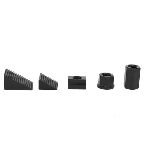 58 Piece T Slot Clamp Kit For Lathe And Milling Machines Built Tough Hardened Press Plate M10 Stud Clamps components close-up