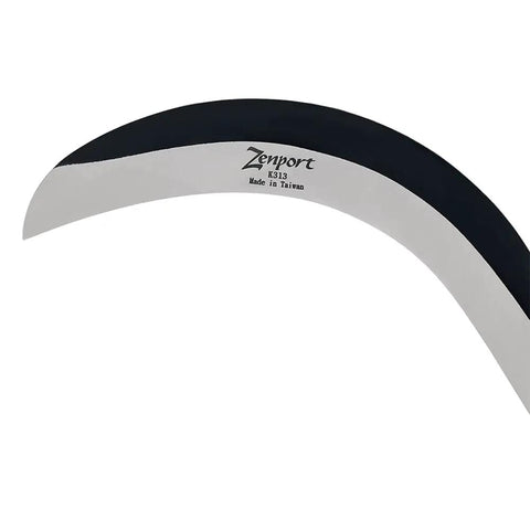 Close-up of Heavy Duty Harvest Sickle With Carbon Steel Blade And Aluminum Handle For Clearing Vines And Weeds, blade detail