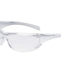 Grab This Top Shelf Pair Of Lightweight Anti Fog Safety Glasses Featuring High Wrap Clear Lenses Snug Side Shields And Slick Frames For Serious Eye Protection And Legit Comfort side view with clear lenses.