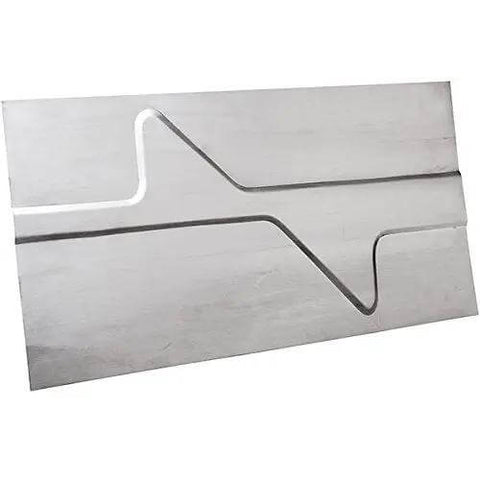 Metal sheet with contour and flange created by 9 Pc Bead Roller Die Set For Metal Fabrication With 1 Polyurethane Wheel