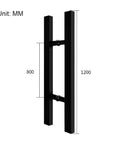 Push Pull Door Handle for Glass, Wood, and Barn Doors Black Lacquered Stainless Steel Square Tube Beefy Heavy Duty Gate Hardware 1200x800mm