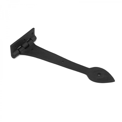 12 Inch Spade Tip Black Wrought Iron Strap Hinges For Gates And Doors, Heavy Duty Indoor Outdoor Hardware Pack Of 6