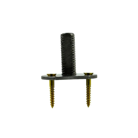 One Inch Square Steel Dummy Door Knob Spindle Pack Of 10 With Mounting Hardware And Backplates, close-up view of a single spindle