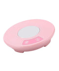 Electric Desk Cup Warmer And Cooler For Coffee Mugs Cans Bottles Precise Hot Cold Temp Control Keep Your Daily Brew Cozy Or Truly Ice Chill Home Office Game Changer Easy Wipe Surface in pink color with touch controls.