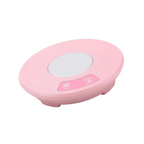 Electric Desk Cup Warmer And Cooler For Coffee Mugs Cans Bottles Precise Hot Cold Temp Control Keep Your Daily Brew Cozy Or Truly Ice Chill Home Office Game Changer Easy Wipe Surface in pink color with touch controls.