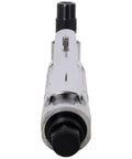 High Octane 1/4 Inch Air Angle Die Grinder Cranks At 21000 RPM Variable Speed Pneumatic Tool front view showcasing sturdy aluminum housing.