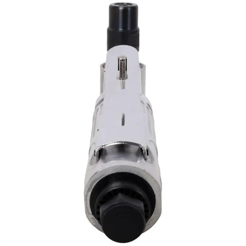High Octane 1/4 Inch Air Angle Die Grinder Cranks At 21000 RPM Variable Speed Pneumatic Tool front view showcasing sturdy aluminum housing.