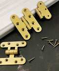 Five Pcs Brushed Brass Deco Furniture Hinges Set Versatile Miniature Door Hinges with screws