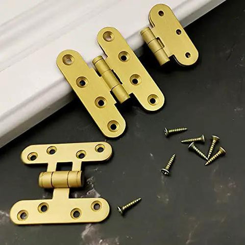 Five Pcs Brushed Brass Deco Furniture Hinges Set Versatile Miniature Door Hinges with screws