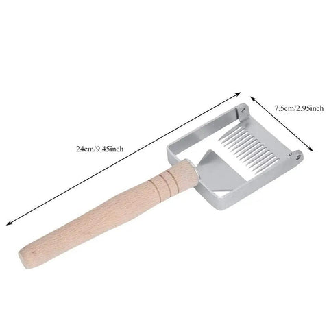 Sturdy Stainless Honeycomb Uncapper Fork with Wooden Handle, 24cm x 7.5cm, beekeeping tool with sharp tines for lifting cells