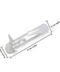 Close-up view of a clear plastic shelf peg from 30 Pack Plastic Shelf Pegs and Clips for Cabinets Deformation Resistant and Easy Install No Tools Needed Built to Stop Shelf Shake Fit 15mm 16mm Boards Great for Kitchen and Home, showing dimensions.