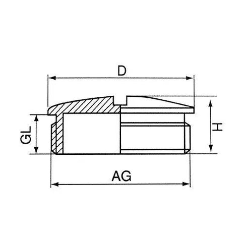 Technical diagram of M12 1.5 Threaded Locking Blind Plugs IP68 Waterproof Nylon Hole Plugs dimensions and specifications.