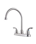 Two Handle High Arc Kitchen Faucet With 360 Degree Swivel Spout Stainless Steel Finish Ceramic Disc Valves For No Drip Performance