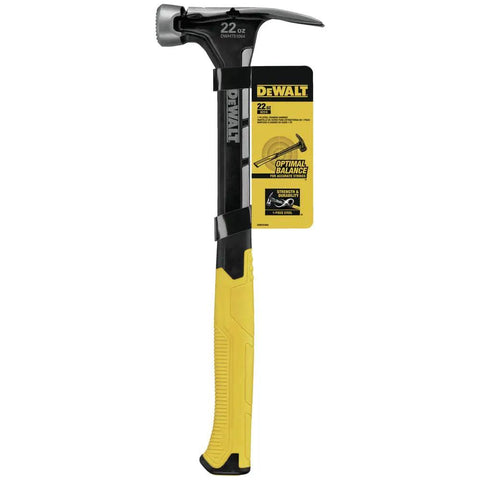 Heavy Duty 22 Oz Framing Hammer With 1-Piece Steel Construction, Yellow and Black Finish, Model DWHT51064, front view