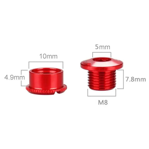 M8 Aluminum Chainring Bolts, 10 Pieces, Ultra Lightweight Single Speed Crankset Fasteners For Mountain And Road Bikes, Red