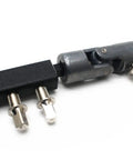 Heavy Duty Double Kick Drum Pedal Drive Shaft Steel Bass Drum Linkage Connector showing precise CNC machined steel details in matte black.