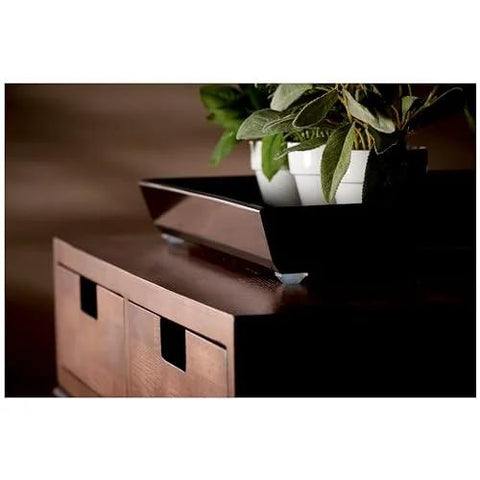 Clear Self Stick Cabinet Bumper Pads Twenty Pack Round One Half Inch Rubber Cushions for Cabinets and Drawers installed on a wooden surface