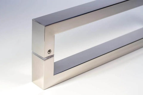 16 Inch Modern Stainless Steel Door Handle Pulls In Chrome Mirror Polish Finish for wood, glass, and metal doors, side view