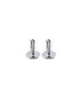 Close-up of two Self-Tapping 410 Stainless Steel Screws Set No 8 Half Inch, 100 Pieces For Wood And Metal displayed on white background.