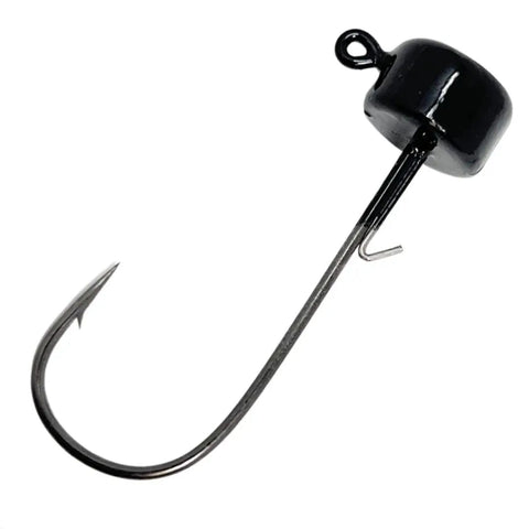 Mushroom Jig Head One Eighth Ounce Black Pack Of 25 Deep Stand Up Action For Freshwater Bass Lure with Razor Sharp Hook