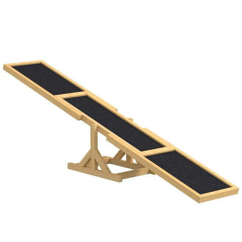 71 Inch Dog Agility Seesaw Outdoor Training And Exercise Wooden Platform Pro Grade Obstacle Course with slip-resistant edges.