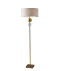 Chole Floor Lamp 69 Inch Tall With Antique Brass Finish Clear Glass Globe Off White Textured Shade 3 Way Rotary Socket