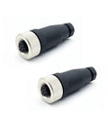 M12 8 Pin Female Industrial Circular Connector A Code Straight 2 Pack Field Wireable Sensor Adapter IP67 12mm Shell