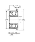 Precision Flanged Ball Bearing F609ZZ 9X24X7 MM Deep Groove Design With Abec-1 Rating For Industrial Machinery specifications drawing.