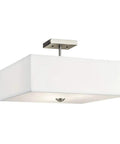 Shailene 18-Inch 3-Light Square Semi-Flush Ceiling Light With Satin Etched White Diffuser And White Microfiber Shade In Brushed Nickel Finish