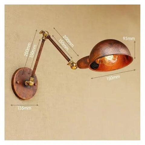JGSYD Adjustable Long Arm Wall Sconce - Vintage Industrial Home Lighting Retro Loft Lamp Stylish Wall Light Fixture for Living Room Bedroom Or Hallway,B-Small with measurements.