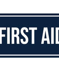 First Aid Kit Sign Navy Blue And White Small Durable Plastic With Adhesive Foam Tape For Easy No Tools Mount On Doors