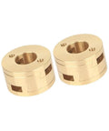 Upgrade Your 3D Printer Game with These Two Premium Z Axis Oldham Couplers For CR10 S4 S5 Pro Ender3 V2 and 3S BLV Models Featuring Rock Solid Stability And Smooth T8 16Mm Screw Fitment That Will Seriously Boost Your Printing Performance Today. Two gold metal Z axis Oldham couplers for 3D printer T8 16mm lead screw fitment