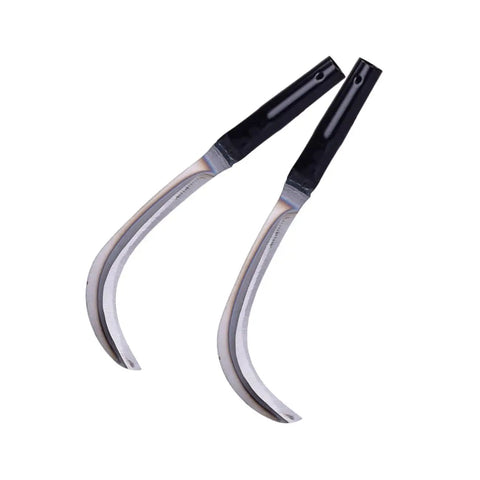 2-Pack Mowing Sickle Weeding Hook With No Slip Grip for Gardening and Harvesting, shown with rustproof design and steel blades