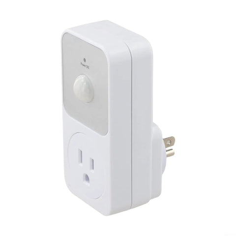 PIR Infrared Motion Sensor Outlet 110V 1800W Auto On Off Switch For Garage Hallway Living Room White ABS Receptacle No Brainer For Security Light Control And Energy Saving Home Automation, white ABS plug-in outlet
