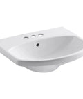 Cimarron Lavatory Sink in White, Vitreous China, 23 3/4 Inch Length by 18 7/8 Inch Height, 4 Inch Centers, Overflow Included sink view