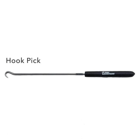 Pro Grade Eight Piece Hook And Pick Set, Nine And Three Quarters Inches Each, High Carbon Polished Steel, angled hook pick