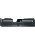 Heavy Duty AA Battery Holder With Snap Connector And Four Cell Capacity Built Tough Black Plastic Housing side view showing battery slots.