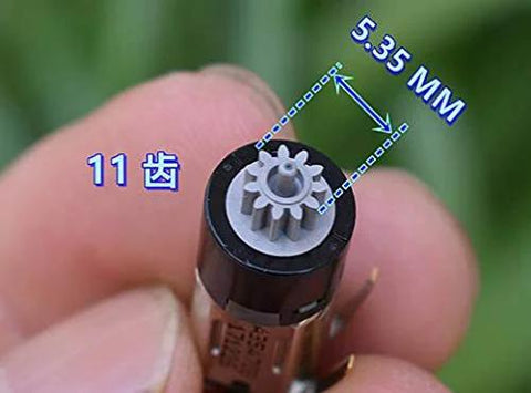 Close-up of micro planetary gearbox with 5.35mm diameter, 11-tooth gear for DIY robots. Micro Planetary Gearbox DC Motor For DIY Robots High Torque.