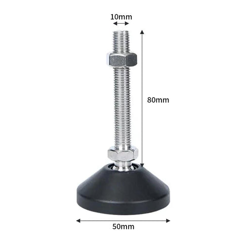 Heavy Duty M10 Adjustable Leveling Feet 4 Pack with 50mm rubber base and 80mm steel thread for workbench support.