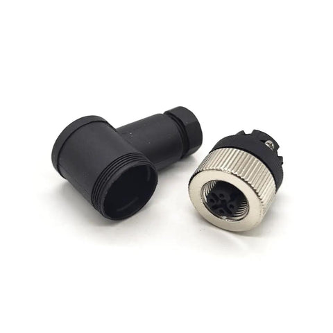 Field Ready 4 Pin Right Angle Plug And Play M12 Style Circular Sensor Connector Socket with Screw Locking, Plastic Housing