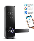 Rock Solid Fingerprint Electronic Door Lock Featuring A Slick Acrylic Touchscreen Keypad and Hassle Free Digital Programming heavy duty stainless steel deadbolt with phone app control