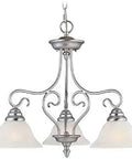 Coronado 3 Light Brushed Nickel Hanging Lantern And Flush Mount Chandelier With White Alabaster Glass, curvy steel frame