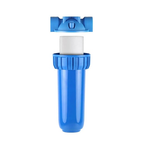 Whole House 10-Inch Sediment Pre-Filter Replacement Pack, 4 Count, blue filter casing with white insert, prevents clogs