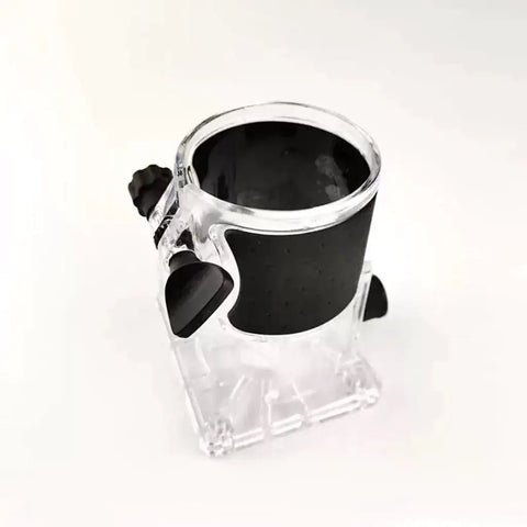 Heavy Duty Electric Wood Slotting And Chamfering Machine Inside Roll Away Case For Crisp Corner Bevels top view with black grip features